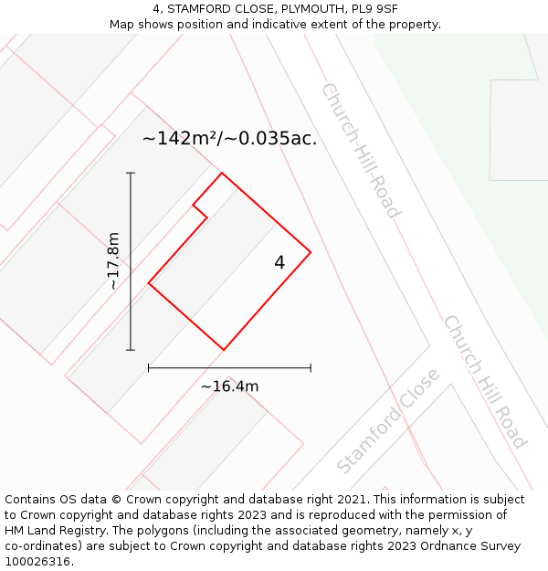 4, STAMFORD CLOSE, PLYMOUTH, PL9 9SF: Plot and title map