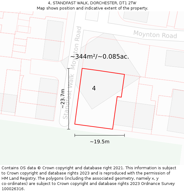 4, STANDFAST WALK, DORCHESTER, DT1 2TW: Plot and title map
