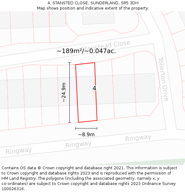 4, STANSTED CLOSE, SUNDERLAND, SR5 3DH: Plot and title map