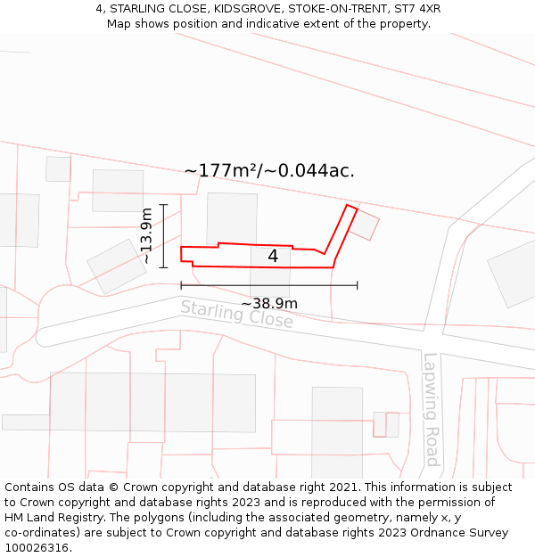 4, STARLING CLOSE, KIDSGROVE, STOKE-ON-TRENT, ST7 4XR: Plot and title map