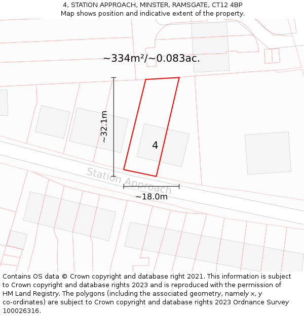 4, STATION APPROACH, MINSTER, RAMSGATE, CT12 4BP: Plot and title map