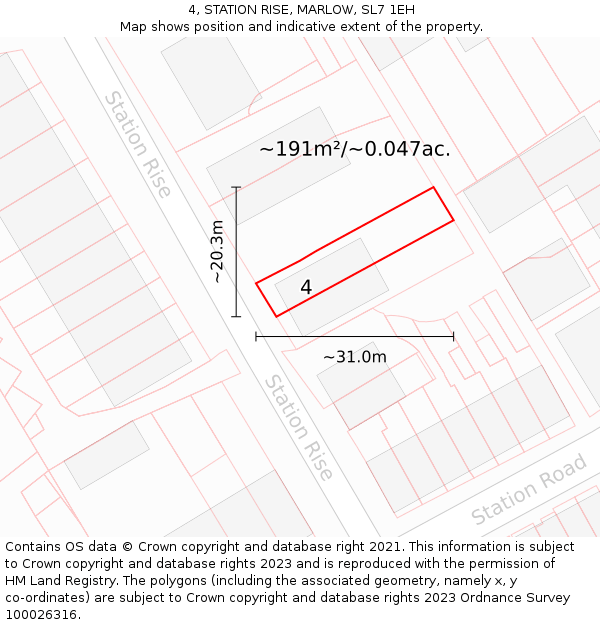 4, STATION RISE, MARLOW, SL7 1EH: Plot and title map