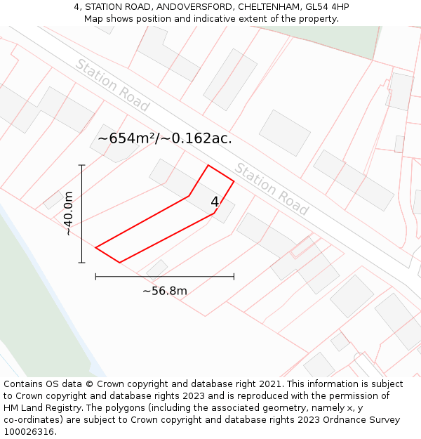 4, STATION ROAD, ANDOVERSFORD, CHELTENHAM, GL54 4HP: Plot and title map