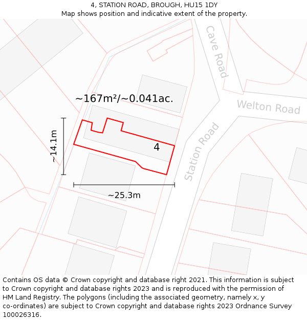 4, STATION ROAD, BROUGH, HU15 1DY: Plot and title map