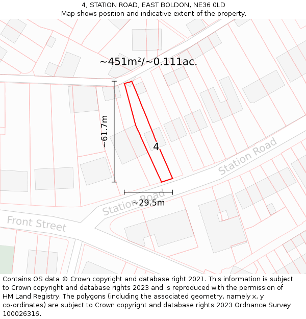 4, STATION ROAD, EAST BOLDON, NE36 0LD: Plot and title map