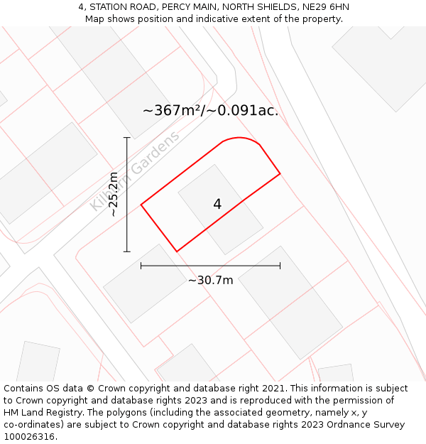 4, STATION ROAD, PERCY MAIN, NORTH SHIELDS, NE29 6HN: Plot and title map