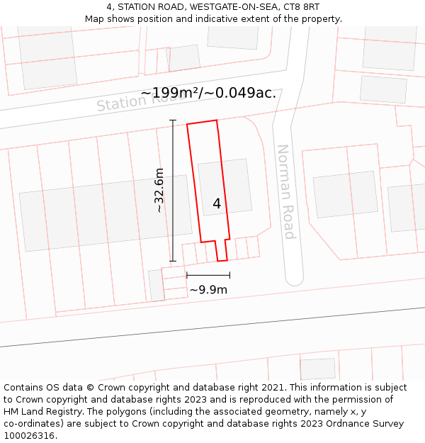 4, STATION ROAD, WESTGATE-ON-SEA, CT8 8RT: Plot and title map