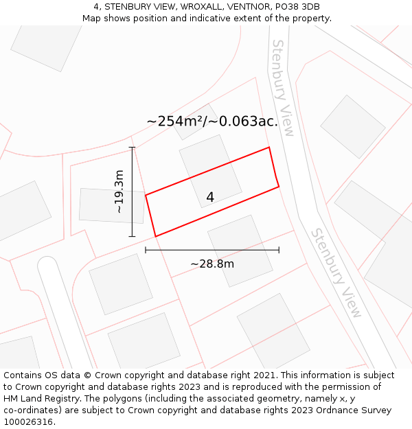 4, STENBURY VIEW, WROXALL, VENTNOR, PO38 3DB: Plot and title map