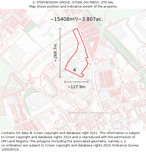 4, STEPHENSON GROVE, STOKE-ON-TRENT, ST6 4AL: Plot and title map