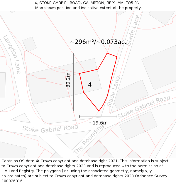 4, STOKE GABRIEL ROAD, GALMPTON, BRIXHAM, TQ5 0NL: Plot and title map