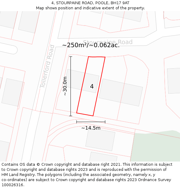 4, STOURPAINE ROAD, POOLE, BH17 9AT: Plot and title map