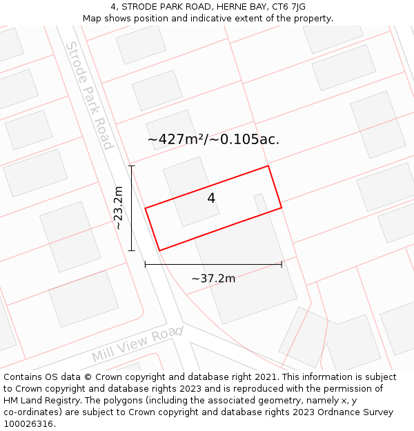 4, STRODE PARK ROAD, HERNE BAY, CT6 7JG: Plot and title map