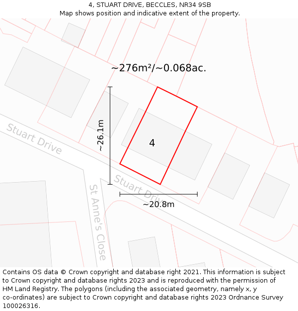 4, STUART DRIVE, BECCLES, NR34 9SB: Plot and title map