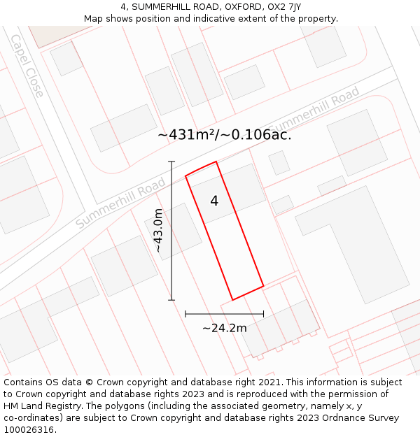 4, SUMMERHILL ROAD, OXFORD, OX2 7JY: Plot and title map