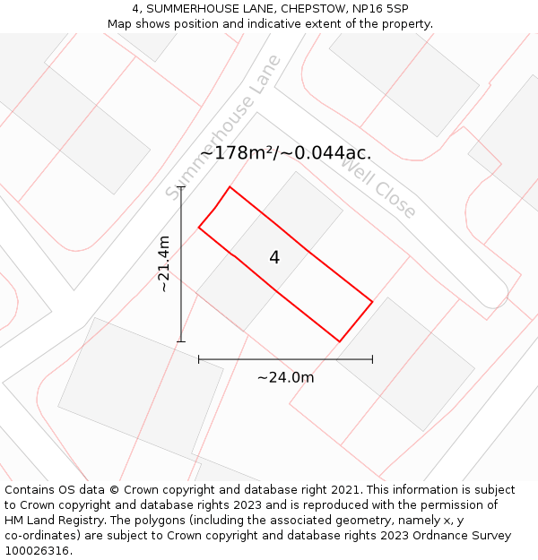 4, SUMMERHOUSE LANE, CHEPSTOW, NP16 5SP: Plot and title map