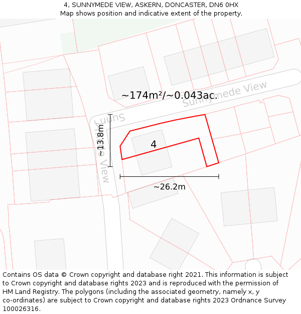 4, SUNNYMEDE VIEW, ASKERN, DONCASTER, DN6 0HX: Plot and title map