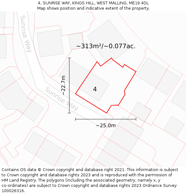 4, SUNRISE WAY, KINGS HILL, WEST MALLING, ME19 4DL: Plot and title map
