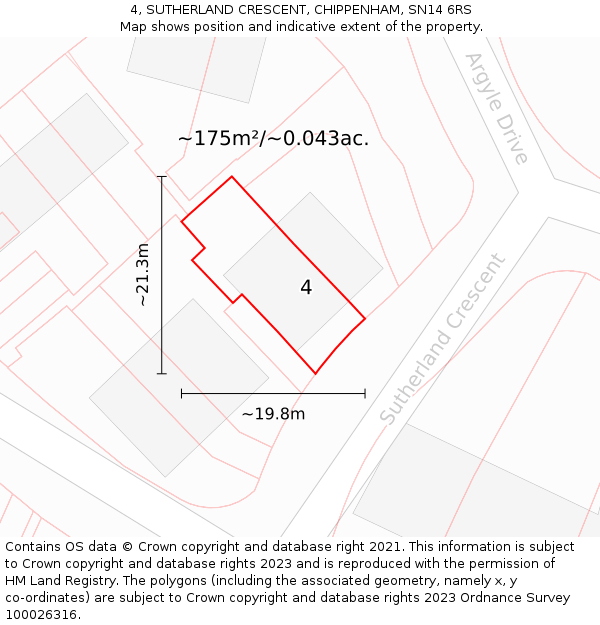 4, SUTHERLAND CRESCENT, CHIPPENHAM, SN14 6RS: Plot and title map