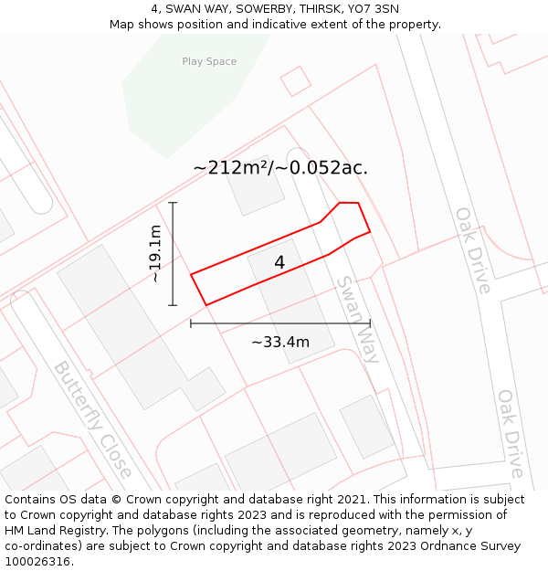 4, SWAN WAY, SOWERBY, THIRSK, YO7 3SN: Plot and title map