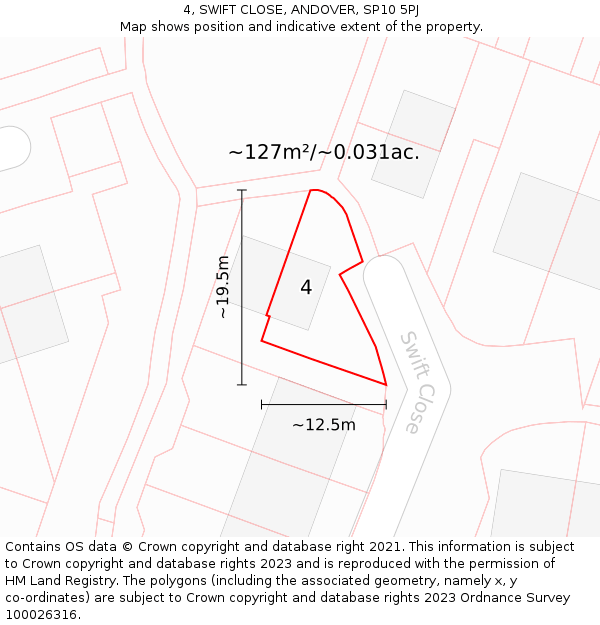 4, SWIFT CLOSE, ANDOVER, SP10 5PJ: Plot and title map