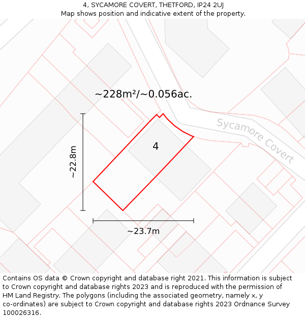 4, SYCAMORE COVERT, THETFORD, IP24 2UJ: Plot and title map