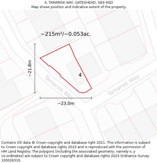 4, TAMARISK WAY, GATESHEAD, NE9 6GD: Plot and title map