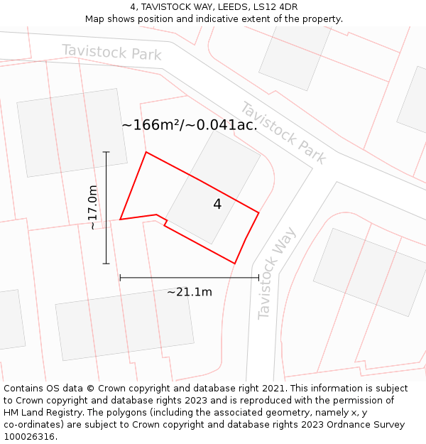 4, TAVISTOCK WAY, LEEDS, LS12 4DR: Plot and title map