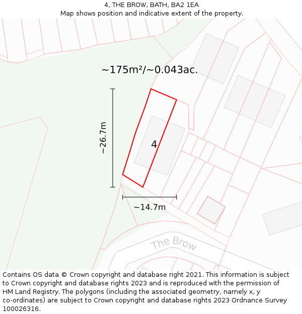 4, THE BROW, BATH, BA2 1EA: Plot and title map