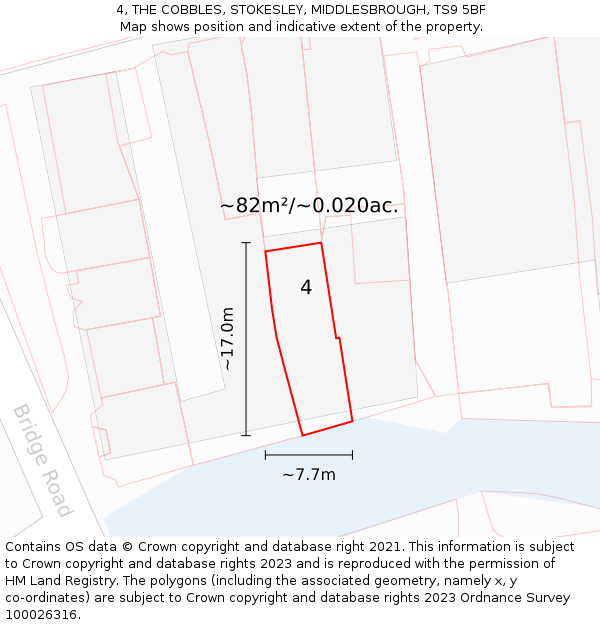 4, THE COBBLES, STOKESLEY, MIDDLESBROUGH, TS9 5BF: Plot and title map