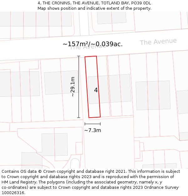 4, THE CRONINS, THE AVENUE, TOTLAND BAY, PO39 0DL: Plot and title map