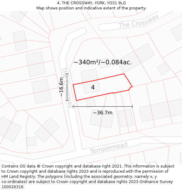 4, THE CROSSWAY, YORK, YO31 9LG: Plot and title map