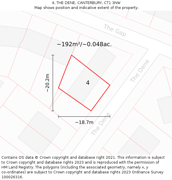 4, THE DENE, CANTERBURY, CT1 3NW: Plot and title map