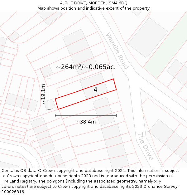 4, THE DRIVE, MORDEN, SM4 6DQ: Plot and title map