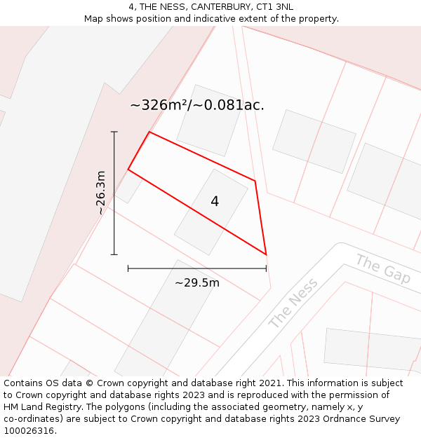 4, THE NESS, CANTERBURY, CT1 3NL: Plot and title map