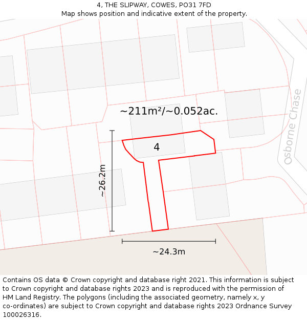 4, THE SLIPWAY, COWES, PO31 7FD: Plot and title map