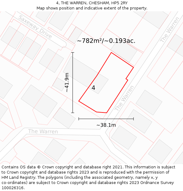 4, THE WARREN, CHESHAM, HP5 2RY: Plot and title map