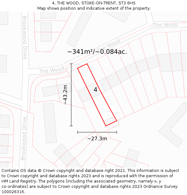 4, THE WOOD, STOKE-ON-TRENT, ST3 6HS: Plot and title map