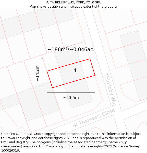 4, THIRKLEBY WAY, YORK, YO10 3PU: Plot and title map