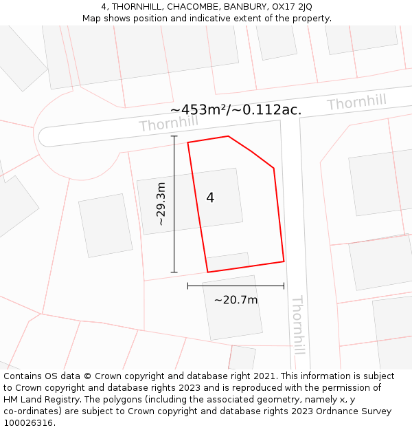 4, THORNHILL, CHACOMBE, BANBURY, OX17 2JQ: Plot and title map