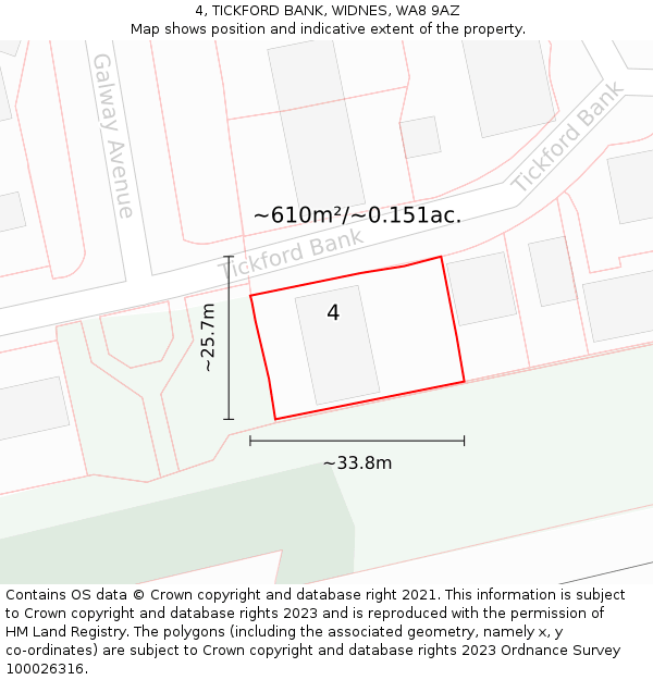 4, TICKFORD BANK, WIDNES, WA8 9AZ: Plot and title map