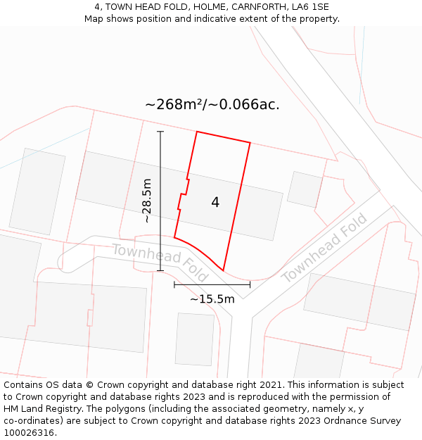 4, TOWN HEAD FOLD, HOLME, CARNFORTH, LA6 1SE: Plot and title map