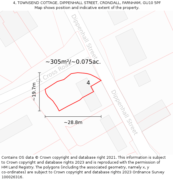 4, TOWNSEND COTTAGE, DIPPENHALL STREET, CRONDALL, FARNHAM, GU10 5PF: Plot and title map