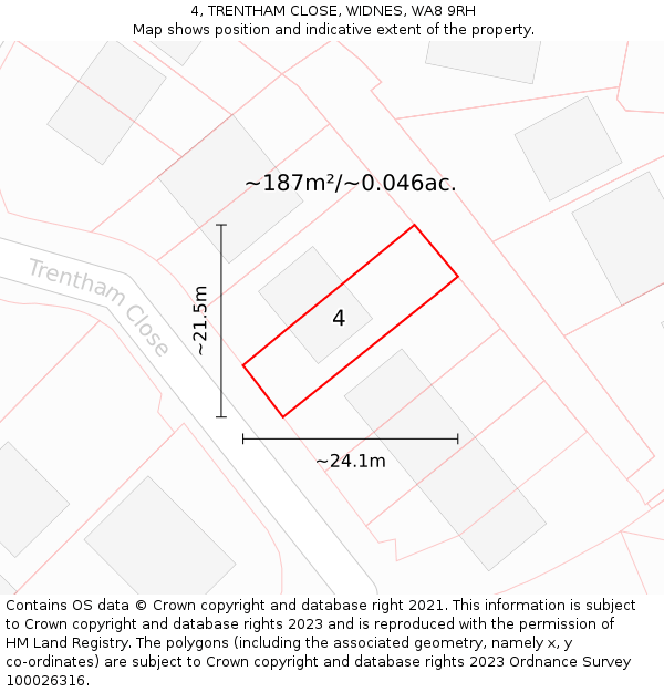 4, TRENTHAM CLOSE, WIDNES, WA8 9RH: Plot and title map