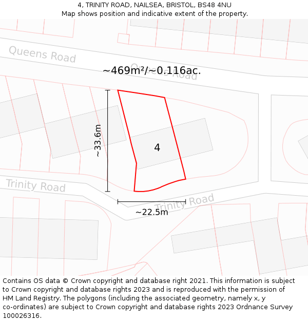 4, TRINITY ROAD, NAILSEA, BRISTOL, BS48 4NU: Plot and title map