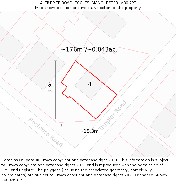 4, TRIPPIER ROAD, ECCLES, MANCHESTER, M30 7PT: Plot and title map