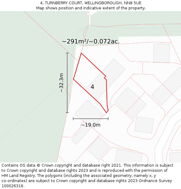 4, TURNBERRY COURT, WELLINGBOROUGH, NN8 5UE: Plot and title map