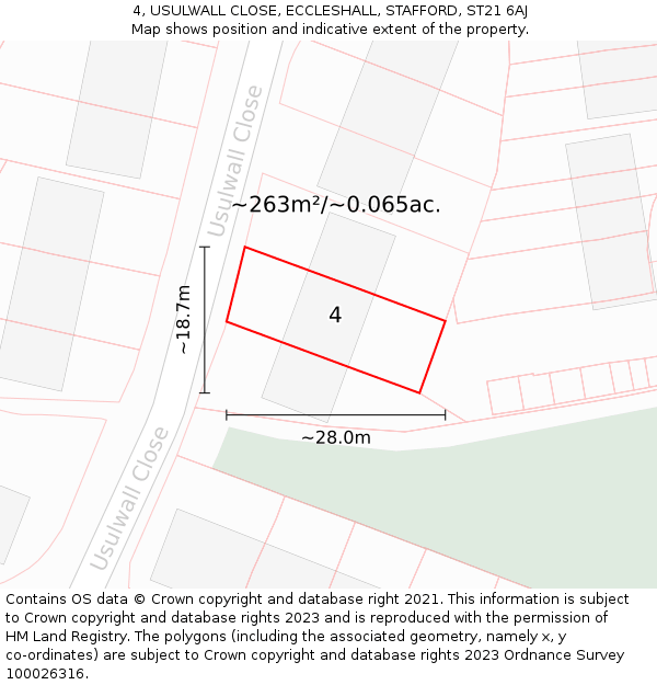 4, USULWALL CLOSE, ECCLESHALL, STAFFORD, ST21 6AJ: Plot and title map