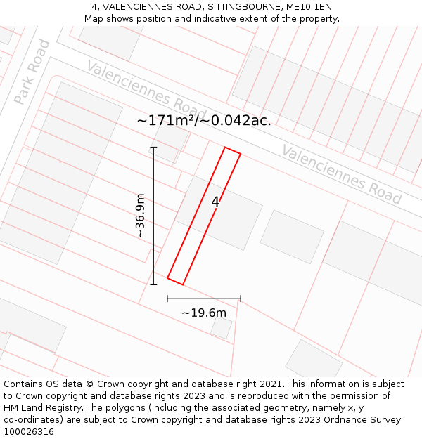 4, VALENCIENNES ROAD, SITTINGBOURNE, ME10 1EN: Plot and title map