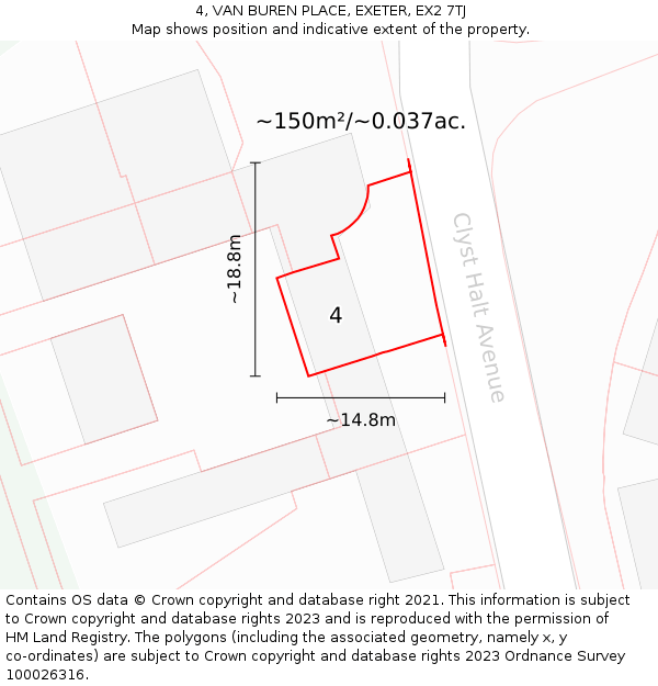 4, VAN BUREN PLACE, EXETER, EX2 7TJ: Plot and title map