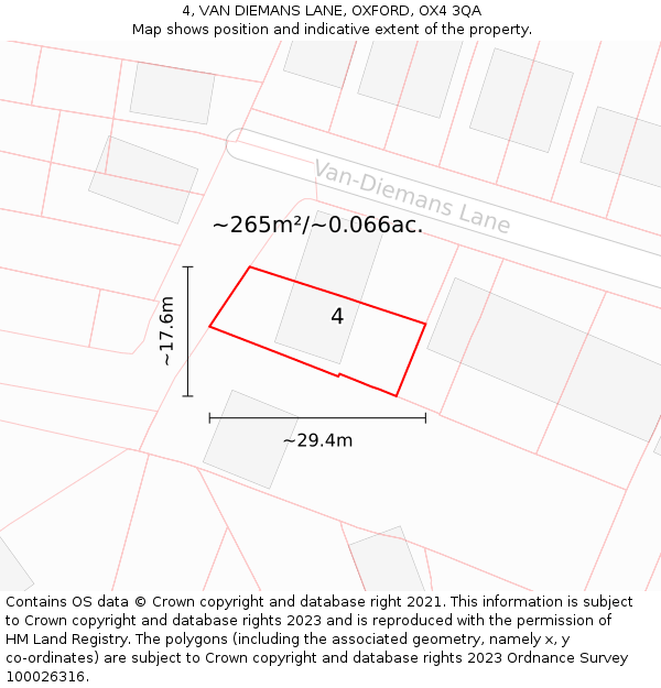 4, VAN DIEMANS LANE, OXFORD, OX4 3QA: Plot and title map